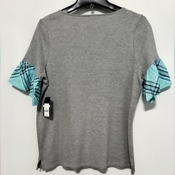 New! Crown & Ivy Gray & Plaid Top / Size Small - Picture 3 of 8